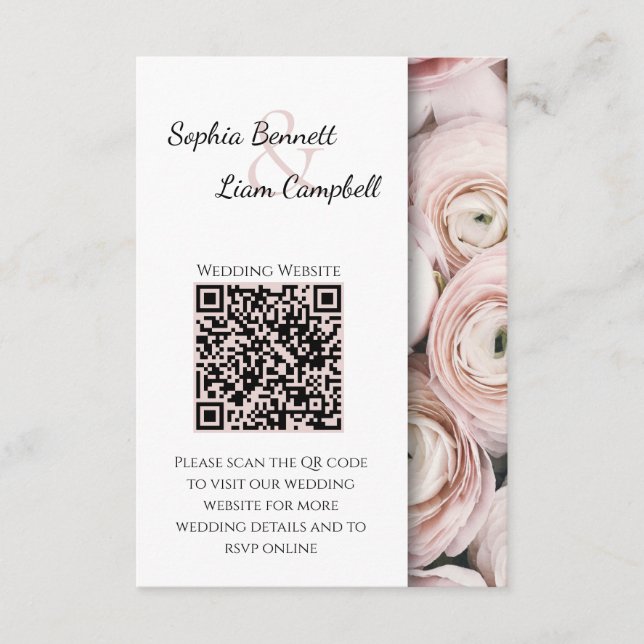 Modern Blush Pink flower elegant script  Tilläggskort (Framsida)