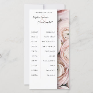Modern Blush Pink flower elegant wedding program