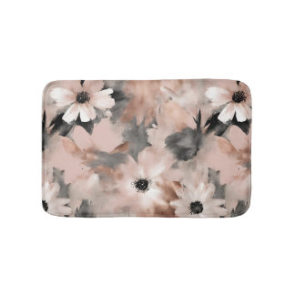 Modern Blush Pink Gray Floral  Badrumsmatta