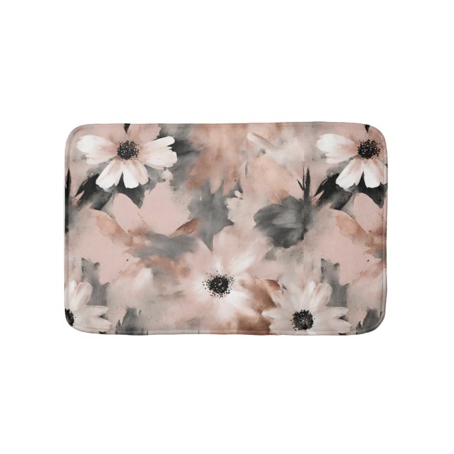 Modern Blush Pink Gray Floral  Badrumsmatta (Framsidan)