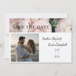 Modern Blush Pink photo template Save the Date Inbjudningar