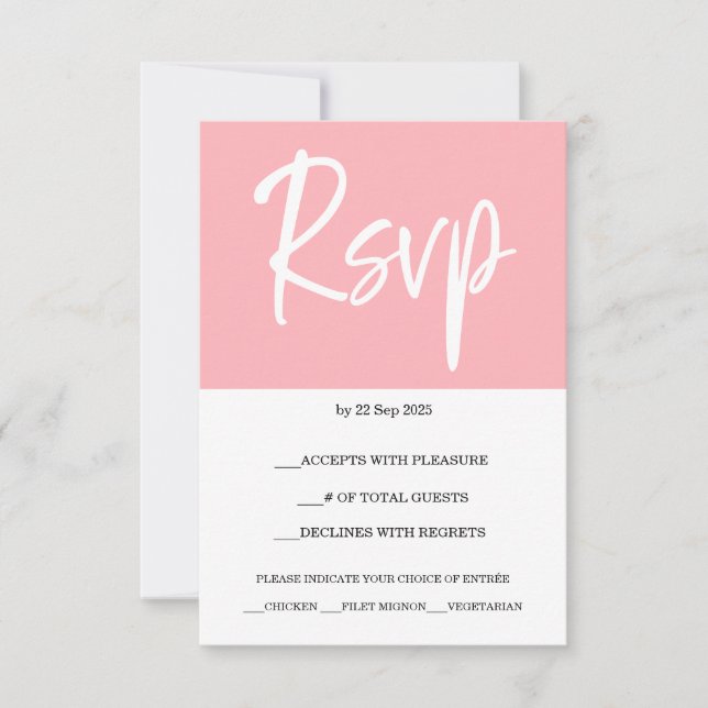 Modern Blush Pink Response Card RSVP OSA Kort (Framsida)