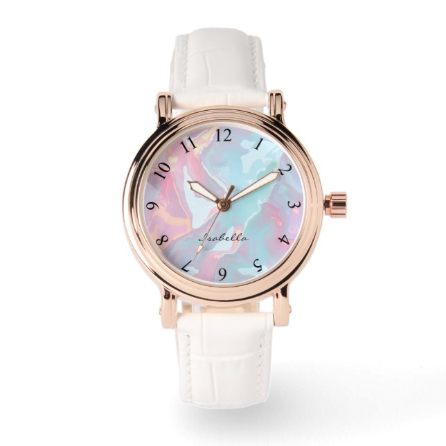 Modern Blush Pink Soft Mint Gold Luxury Collection Armbandsur (Framsida)
