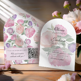 Modern Blush Pink Watercolor Floral Wedding  Inbjudningar