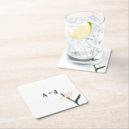 Modern blush rosa blomster underlägg papper kvadrat