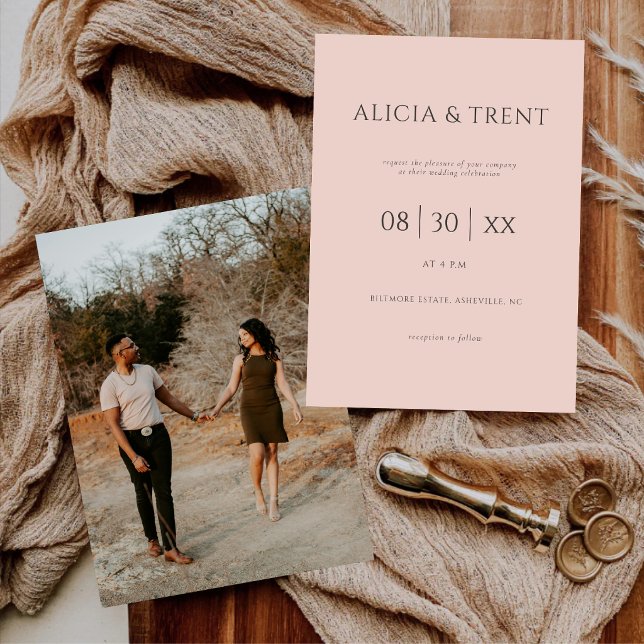 Modern Blush Rosa Bröllopsinbjudan Estate Inbjudningar (Skapare uppladdad)