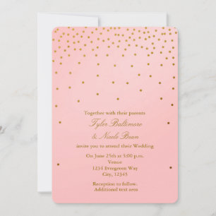 Modern Blush Rosa & Guld Folie Prickar Inbjudninga Inbjudningar