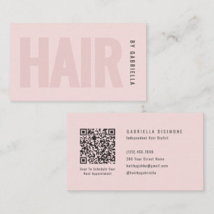 Modern Blush Rosa Hårstylist QR-kod Visitkort