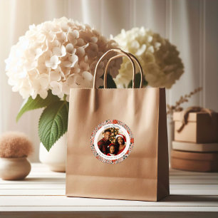 Modern Blush Rosa Julstjärna Blommor Jul Runt Klistermärke