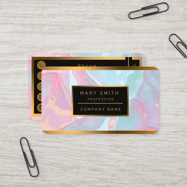 Modern Blush Rosa Mjuk Mint Guld Lyx Kollektion Visitkort (Fram/Back In Situ)