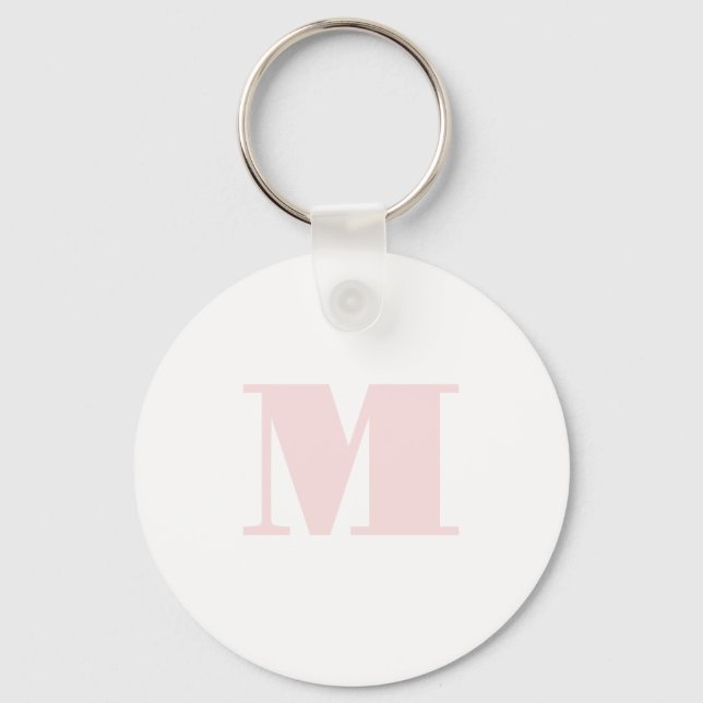 Modern Blush Rosa Monogram Initial Nyckelring (Framsida)