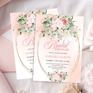 Modern Blush Rosa Roséguld Bröllopsfest Kort