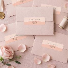 Modern Blush Rose Bröllopspar Returadress Etikett
