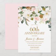 Modern Blush Vit Blommig 60-års bröllopsjubileum