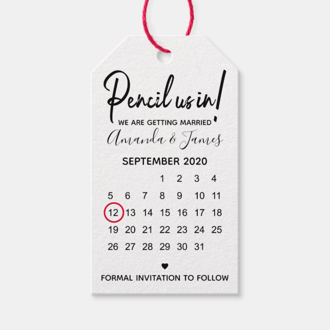 Modern Blytpenna Använd Oss I Kalender Spara Datum Presentetikett (Framsidan)