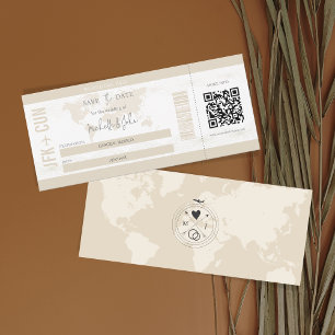 Modern Boarding Pass destination Spara datum Inbjudningar