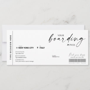 Modern Boarding Pass Surprise Fake Airline Biljett Inbjudningar