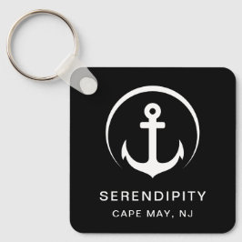 Modern Boat Anchor Black Nyckelring