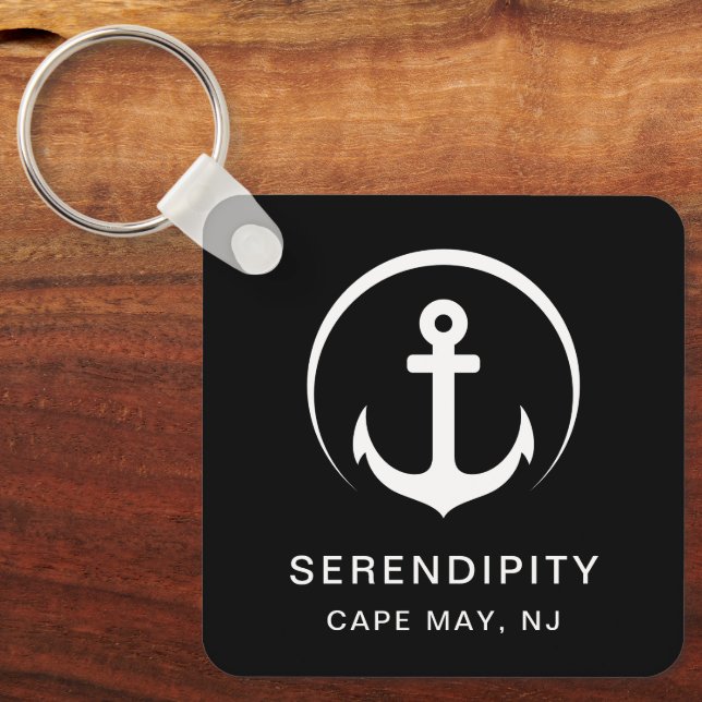 Modern Boat Anchor Black Nyckelring (Framsida)