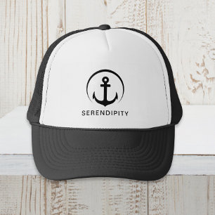 Modern Boat Anchor Monogram Black Keps
