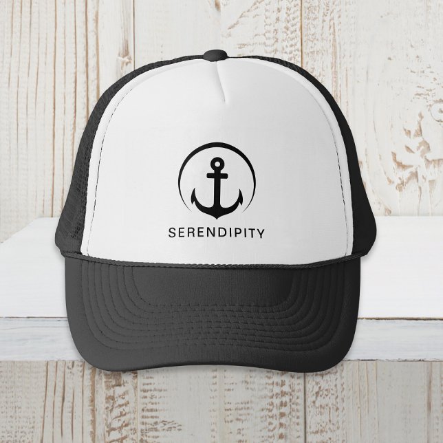 Modern Boat Anchor Monogram Black Keps (Skapare uppladdad)