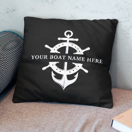 Modern Boat Namn-Fraktens Wheel Anchor Nautical Kudde