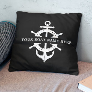 Modern Boat Namn-Fraktens Wheel Anchor Nautical Kudde