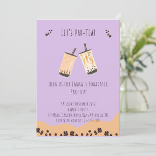Modern Boba Par-tea Bubble tea Birthday Investigat Inbjudningar