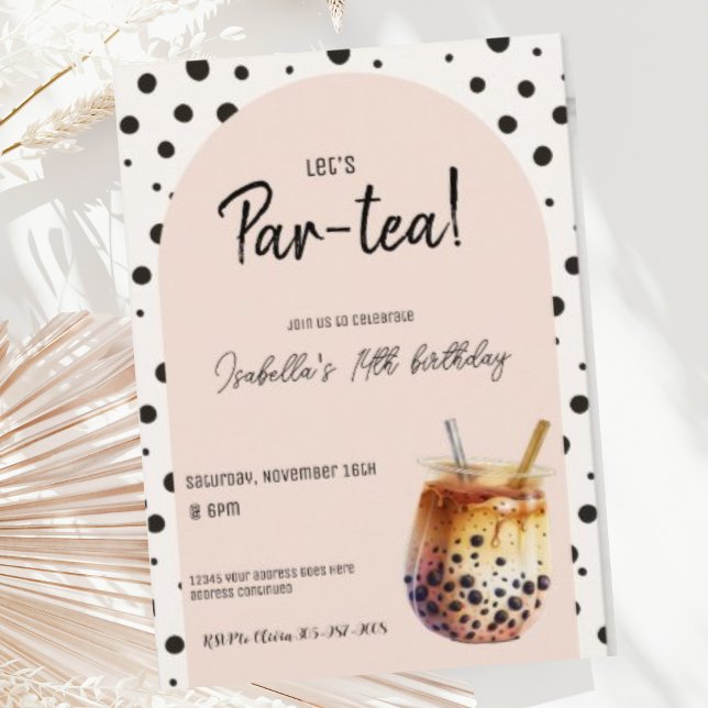 Modern Boba Tea Födelsedagsinbjudan Inbjudningar (Skapare uppladdad)
