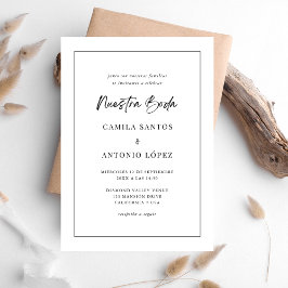 Modern Boda-minimalistisk spanska Bröllop Inbjudningar