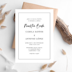Modern Boda-minimalistisk spanska Bröllop Inbjudningar