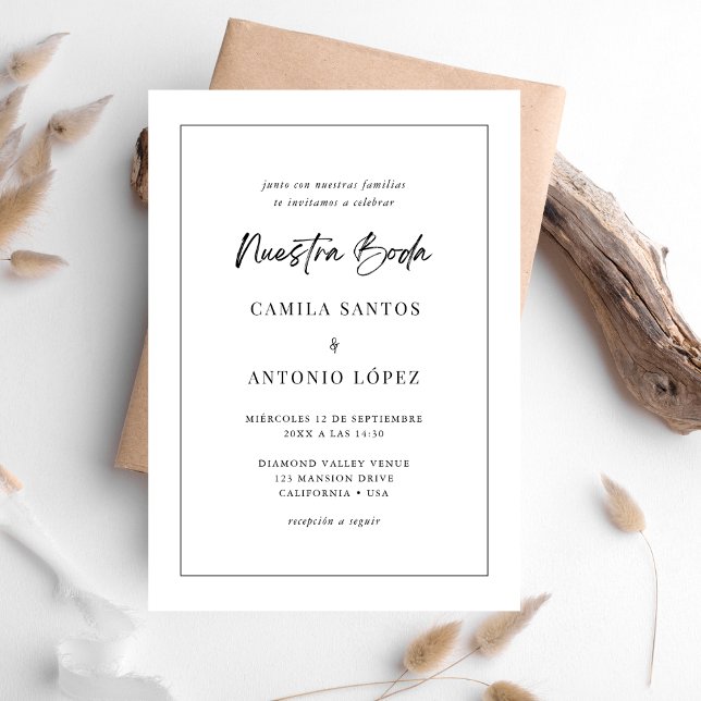 Modern Boda-minimalistisk spanska Bröllop Inbjudningar (Skapare uppladdad)