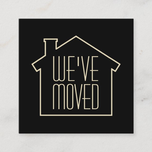 Modern boendekort för Vi har flyttat Black och Gul Fyrkantigt Visitkort (Framsida)