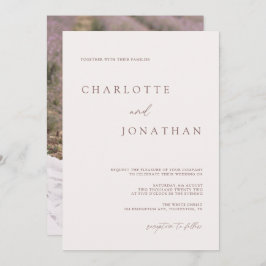 Modern Bohemian Cream & Mauve Photo Bröllop Inbjudningar