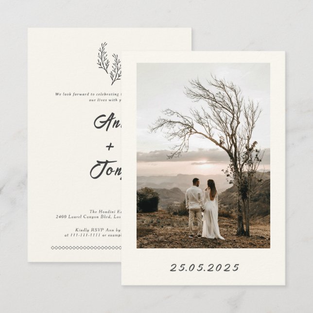Modern Bohemian Desert Romance| Wedding Invitation Inbjudningar (Fram/baksida)