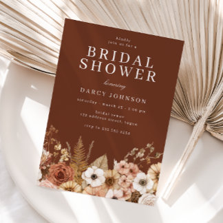Modern Bohemian Floral Bridal Shower Inbjudningar