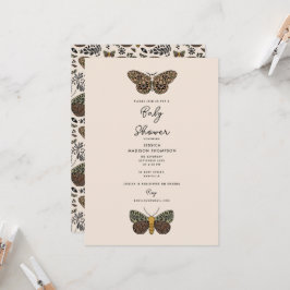 Modern Bohemian Moth WildblomBaby Shower Inbjudningar