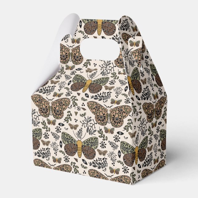 Modern Bohemian Moth Wildblommor Abstrakt Mönster Presentaskar (Framsidan Sidan)