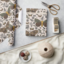 Modern Bohemian Moth Wildblommor Abstrakt Mönster