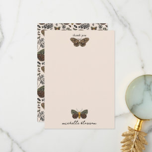 Modern Bohemian Moth Wildblommor Abstrakt Mönster Tack Kort