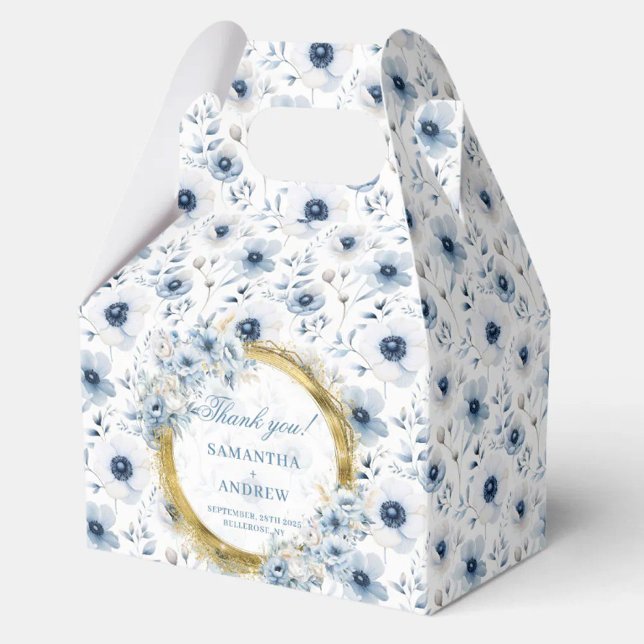 Modern Bohemian Pastel Blue Guld Bröllop Tack Presentaskar (Modern Bohemian Pastel Blue Gold Wedding Thank You Favor Boxes)