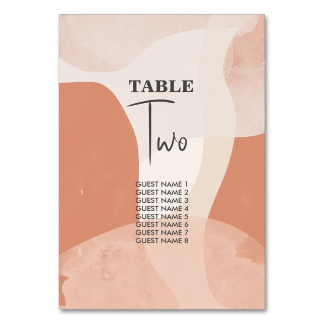 Modern Bohemian Terracotta Abstrakt Bröllop Bordsnummer (Framsidan)