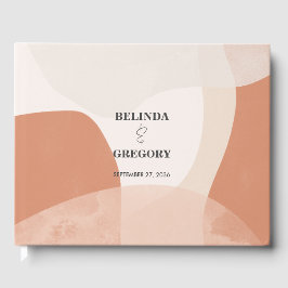 Modern Bohemian Terracotta Abstrakt Bröllop Gästböcker