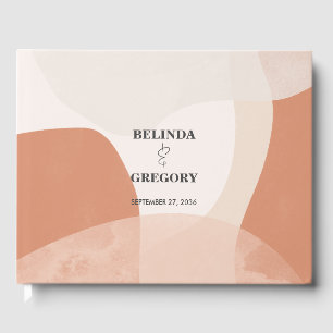 Modern Bohemian Terracotta Abstrakt Bröllop Gästböcker