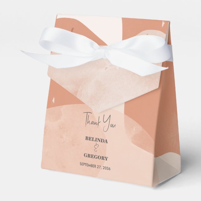 Modern Bohemian Terracotta Abstrakt Bröllop Presentaskar (Framsidan Sidan)