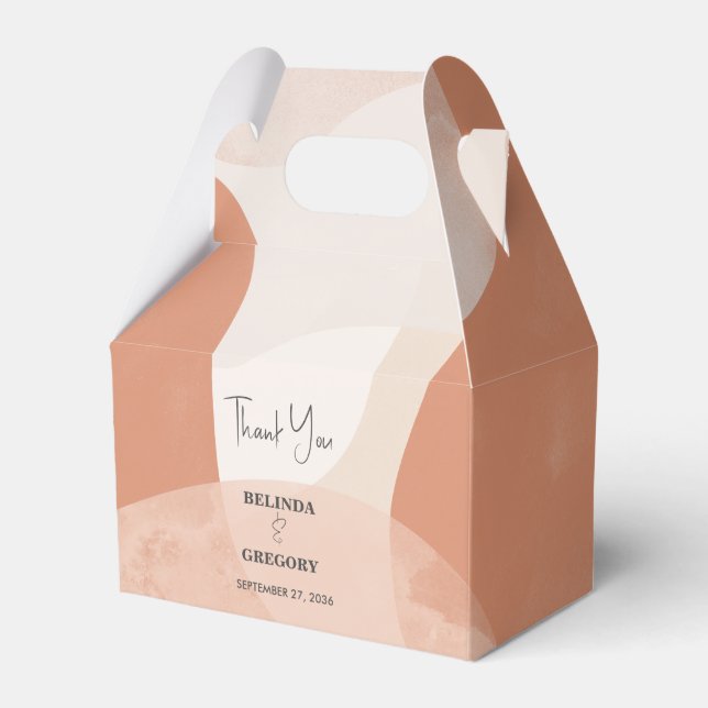 Modern Bohemian Terracotta Abstrakt Bröllop Presentaskar (Framsidan Sidan)