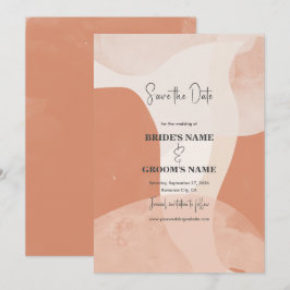 Modern Bohemian Terracotta Abstrakt Bröllop Spara Datumet