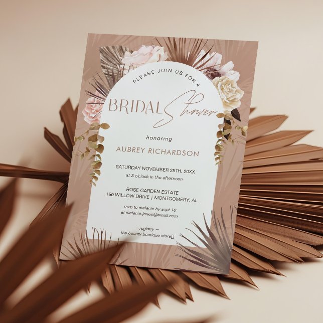 Modern Bohemian Watercolor Blommigt Möhippa Inbjudningar (Modern Bohemian Watercolor Floral Bridal Shower Invitation)