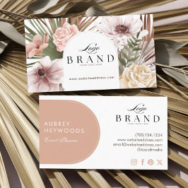 Modern Bohemian Watercolor Boho Florals Arch Logo Visitkort
