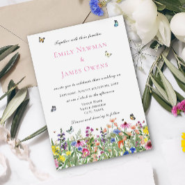 Modern Bohemian Wildblommor Bröllop Inbjudningar
